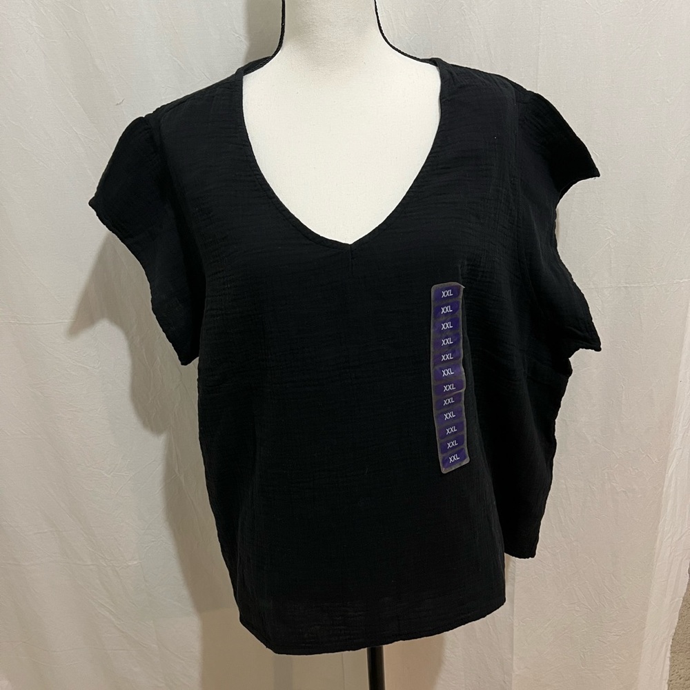 Three Dot Double gauze top size XXLcolor black